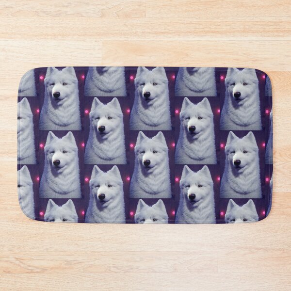 Item preview, White Samoyed dog portrait - neon light #5 designed and sold by supeart.