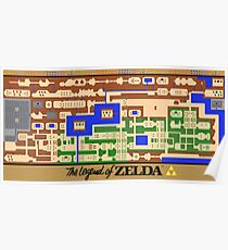 Legend of Zelda Map Poster - Retro, NES, Popular Restoration Poster