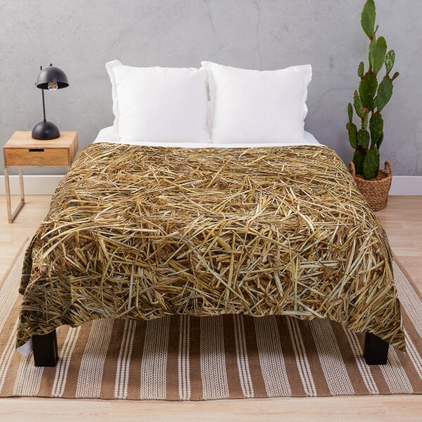sunny natural hay, straw Throw Blanket