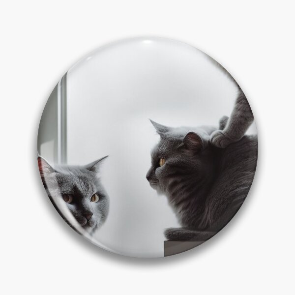 Item preview, Fluffy grey cats behind a window designed and sold by Mission-Cat.