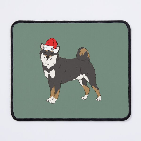 Item preview, Black and Tan Shiba Inu Christmas Santa Dog Holiday designed and sold by thepawster.