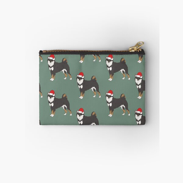 Item preview, Black and Tan Shiba Inu Christmas Santa Dog Holiday designed and sold by thepawster.