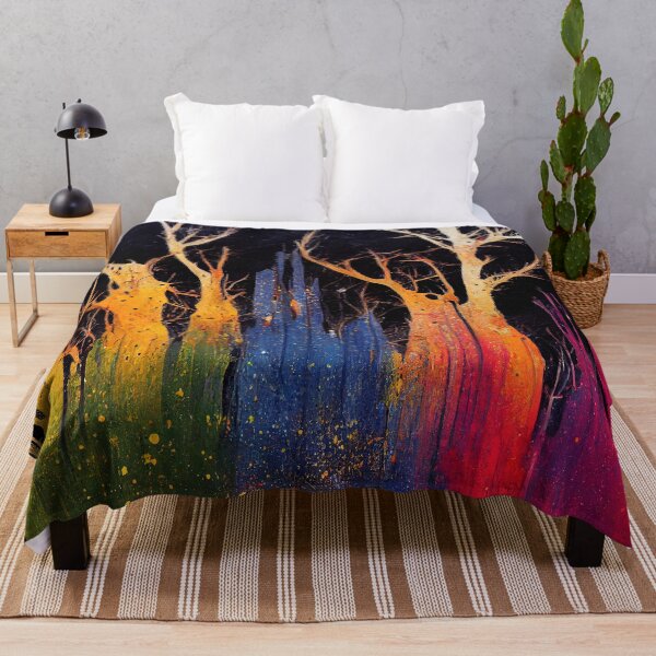 Item preview, Dark Cypress Trees Artistic Splatter Colorful Waterpaints designed and sold by ChasmicArt.