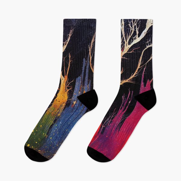 Item preview, Dark Cypress Trees Artistic Splatter Colorful Waterpaints designed and sold by ChasmicArt.