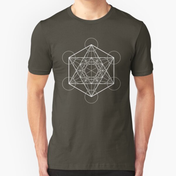 Metatron's Cube (dark background) Slim Fit T-Shirt