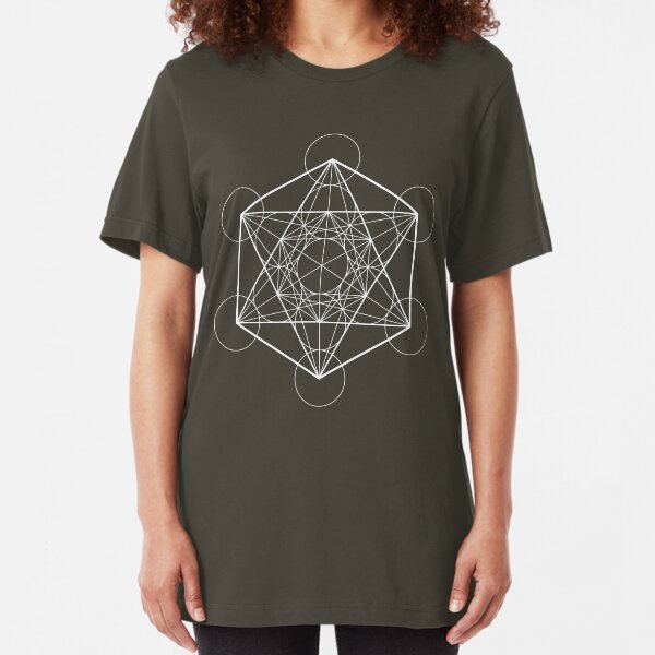 Metatron's Cube (dark background) Slim Fit T-Shirt