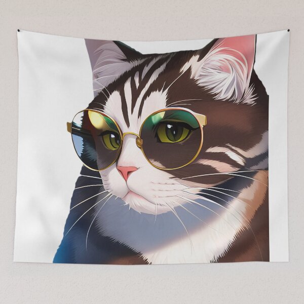 Item preview, Smart Cat Wearing Glasses Sticker designed and sold by BAYFAIRE.