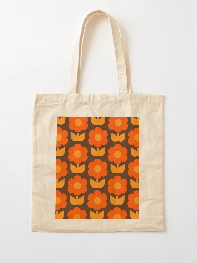Jonnty Flowers Retro Floral Pattern in 70s Orange and Dark