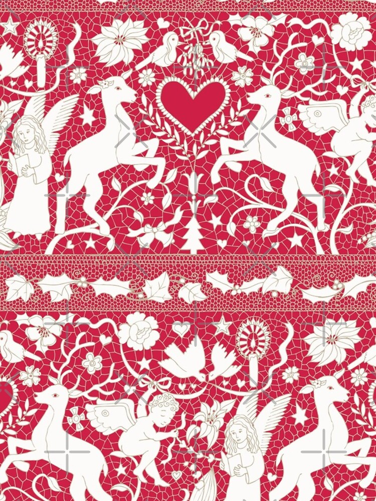 Thumbnail 4 of 4, iPhone Case, Antique lace - claret and cream - Traditional Christmas pattern by Cecca Designs designed and sold by Cecca-Designs.
