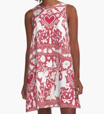 Antique lace - claret and cream - Traditional Christmas pattern by Cecca Designs A-Line Dress