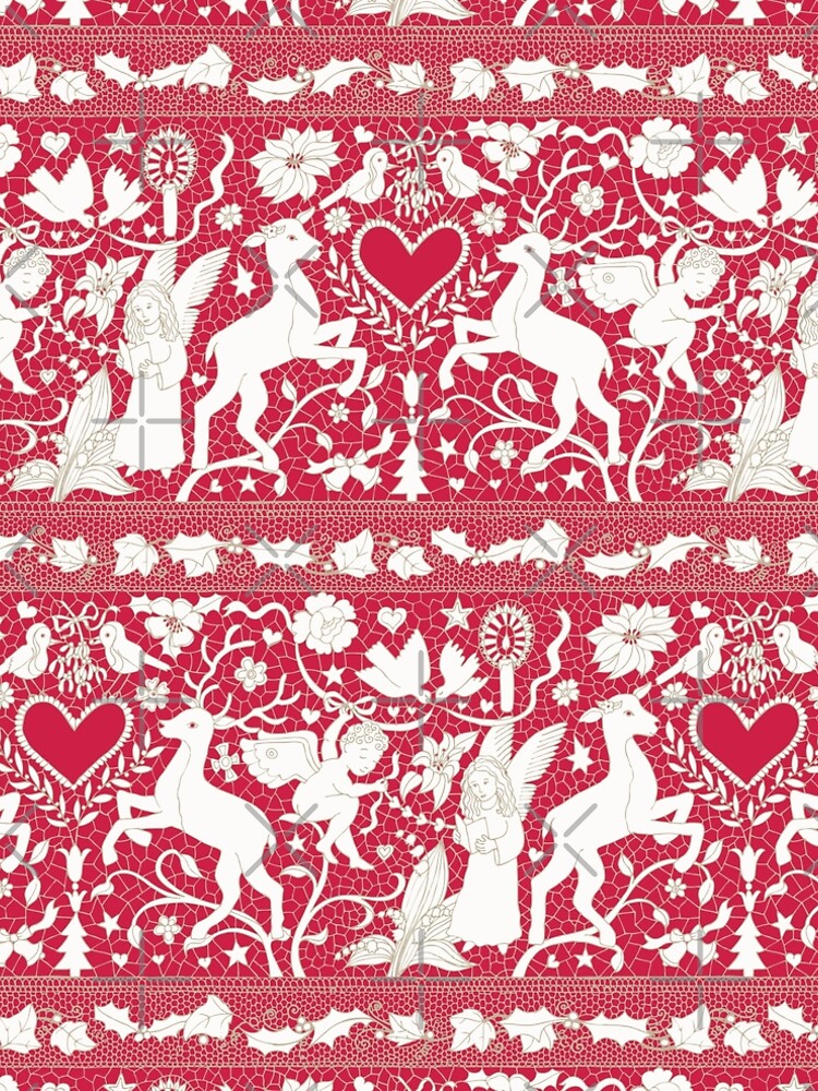 Antique lace - claret and cream - Traditional Christmas pattern by Cecca Designs by Cecca-Designs
