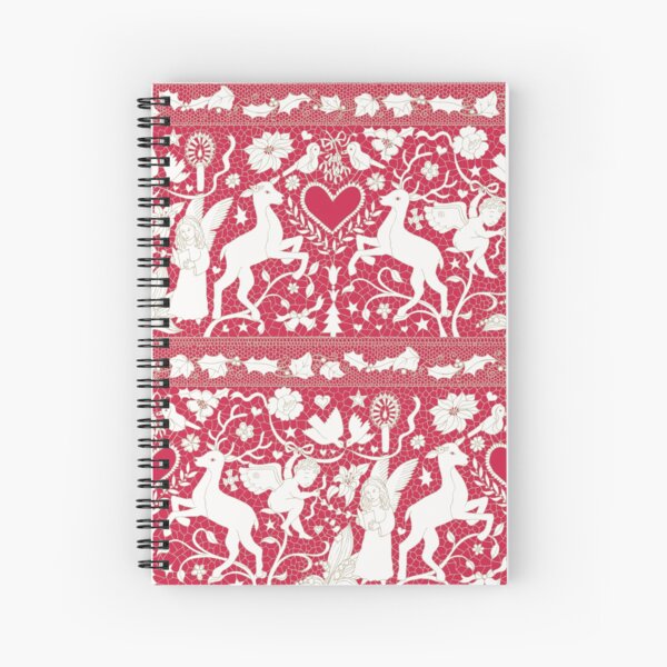 Antique lace - claret and cream - Traditional Christmas pattern by Cecca Designs Spiral Notebook