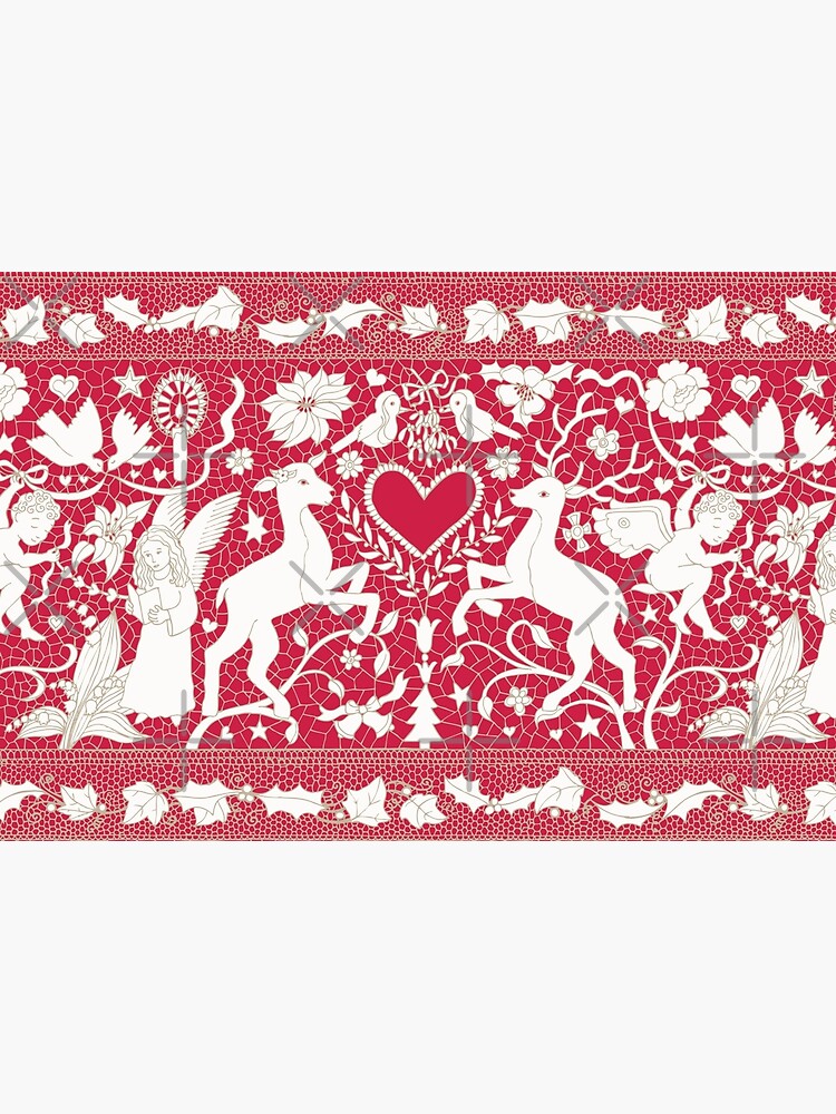 Antique lace - claret and cream - Traditional Christmas pattern by Cecca Designs by Cecca-Designs