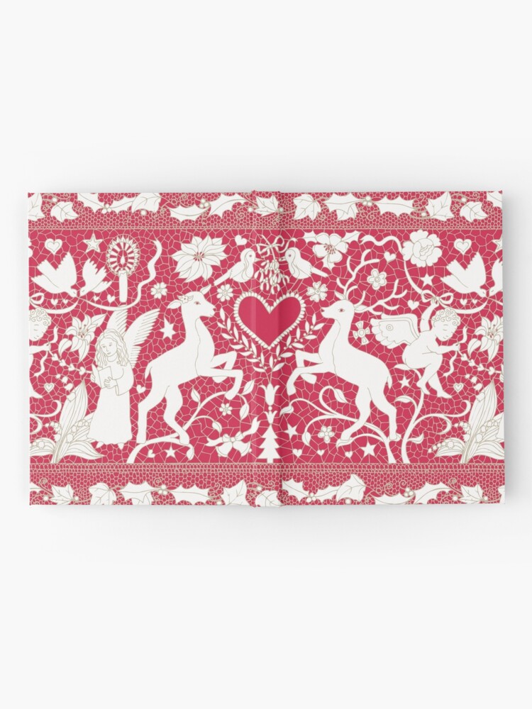 Alternate view of Antique lace - claret and cream - Traditional Christmas pattern by Cecca Designs Hardcover Journal