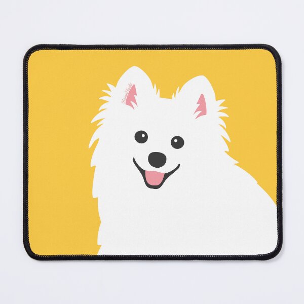 Item preview, Curious White Spitz Puppy Dog - Happy Sunny Yellow designed and sold by kamahachi.
