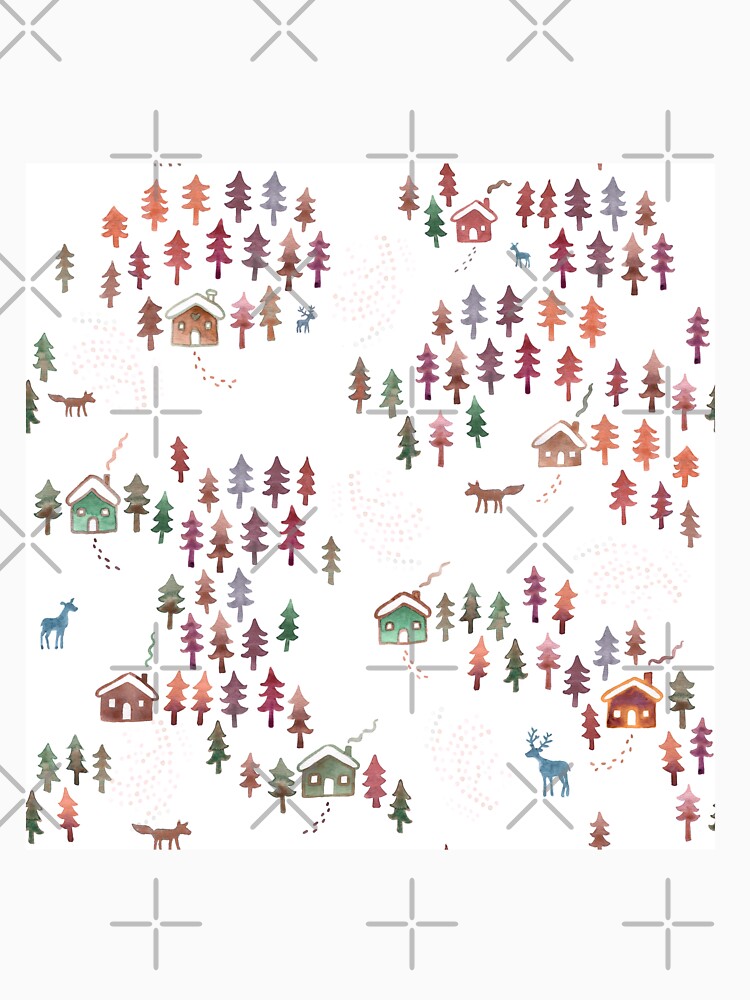 Alpine Chalets in the Snow - Autumn - Original Watercolour pattern by Cecca Designs by Cecca-Designs