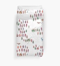 Alpine Chalets in the Snow - Autumn - Original Watercolour pattern by Cecca Designs Duvet Cover