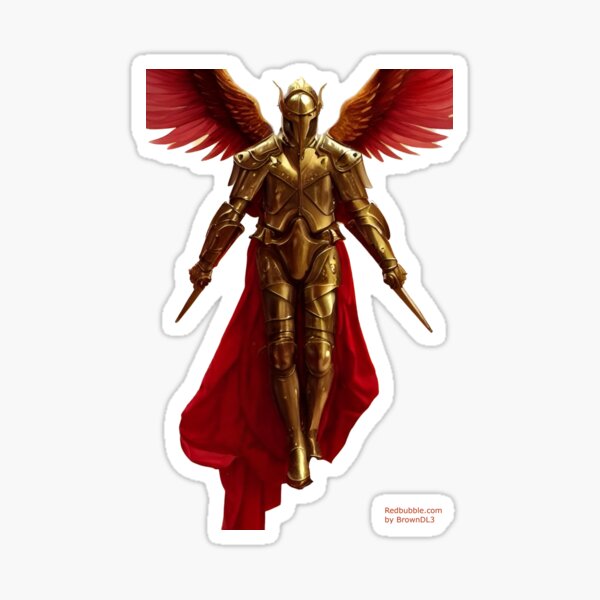 Archangel Michael armed and armored for battle Sticker