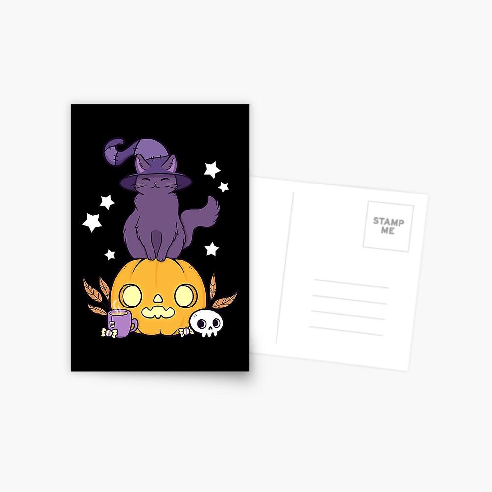 Pumpkin Cat // Black | Nikury Postcard