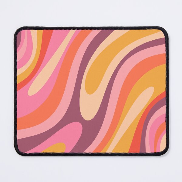 Wavy Loops Retro Abstract Pattern Pink Purple Orange Mustard Mouse Pad