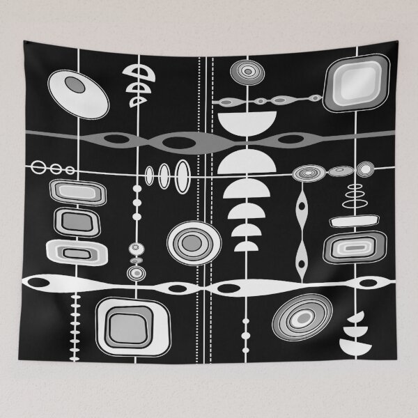 Item preview, Black White Mid Century Modern Geometric Print - Gray designed and sold by Elsy's Art.