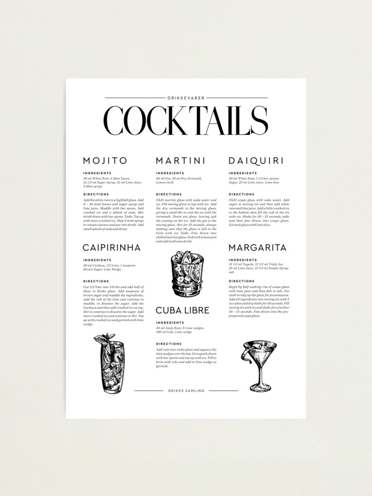 Alternate view of Cocktail Recipes Photographic Print