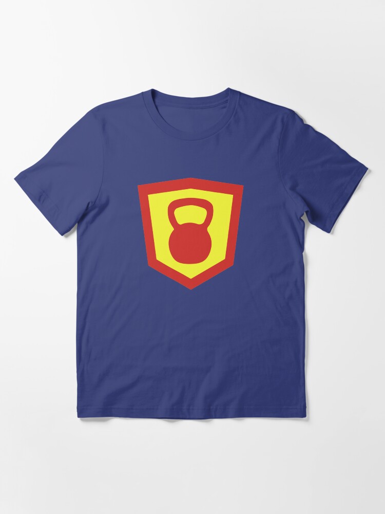 Alternate view of Kettlebell Knight - Red/Yellow Weightlifter Design Essential T-Shirt