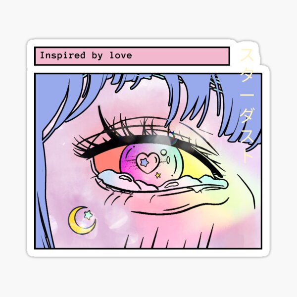 "Anime Girl Eye Kawaii Pastel Harajuku " Sticker for Sale by gigigorlova Redbubble