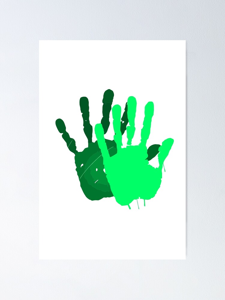 "green handprint flowers from 1970" Poster for Sale by proamin Redbubble