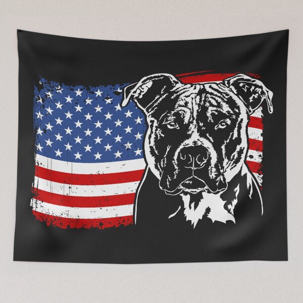 Item preview, American Staffordshire Terrier Pitbull American Flag Patriotic Dog designed and sold by dogarts.