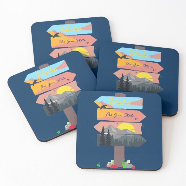 Item preview, Colourful Idaho signpost. The Gem State. Blue background. designed and sold by janesg.