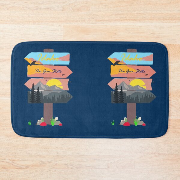 Item preview, Colourful Idaho signpost. The Gem State. Blue background. designed and sold by janesg.