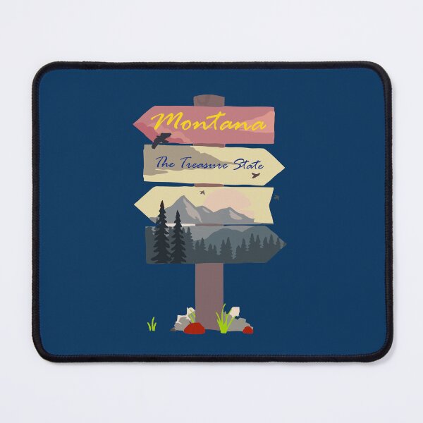 Item preview, Colourful Montana signpost. The Treasure State. Blue background. designed and sold by janesg.