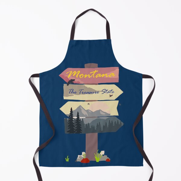 Item preview, Colourful Montana signpost. The Treasure State. Blue background. designed and sold by janesg.