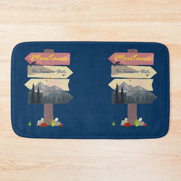 Item preview, Colourful Montana signpost. The Treasure State. Blue background. designed and sold by janesg.