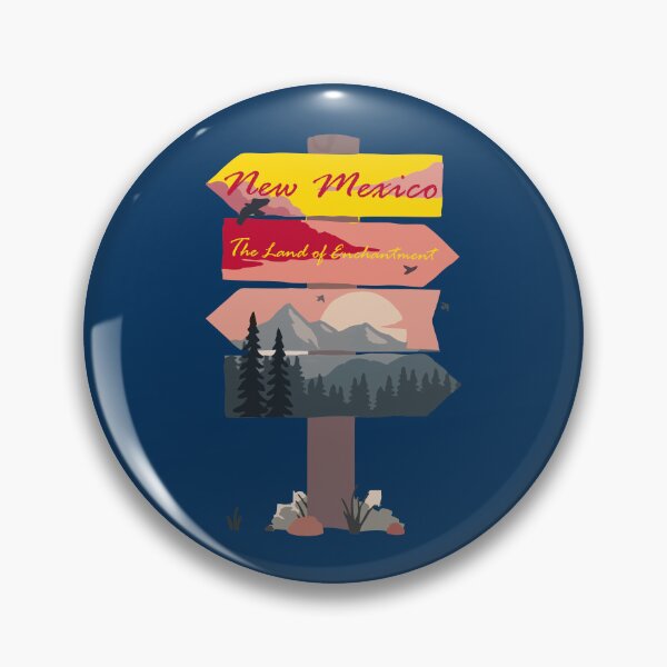 Item preview, Colourful New Mexico State signpost. The Land Of Enchantment. Blue background designed and sold by janesg.