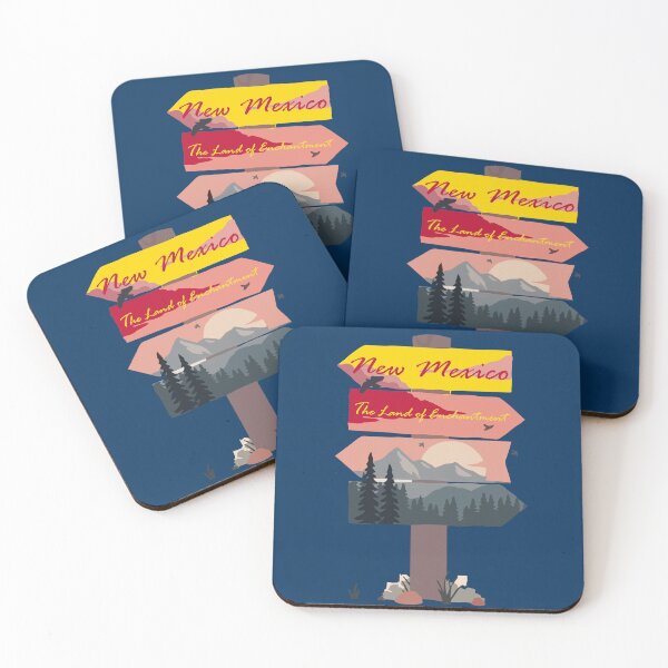 Item preview, Colourful New Mexico State signpost. The Land Of Enchantment. Blue background designed and sold by janesg.