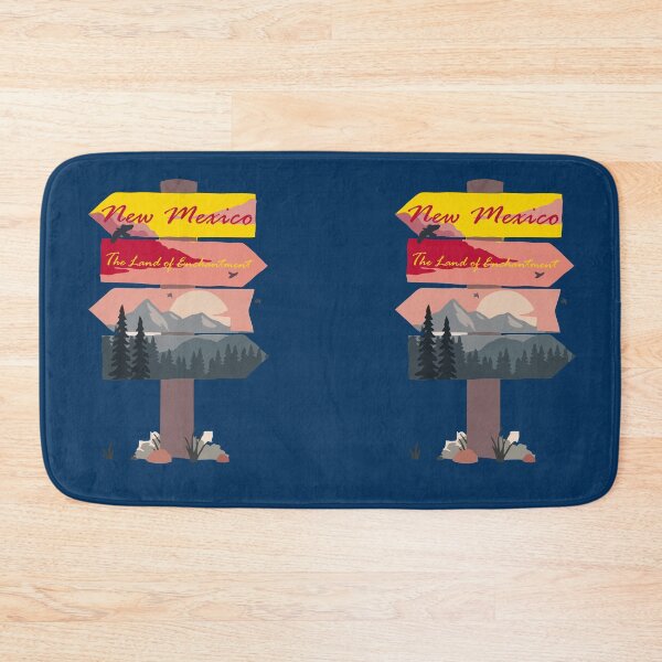 Item preview, Colourful New Mexico State signpost. The Land Of Enchantment. Blue background designed and sold by janesg.