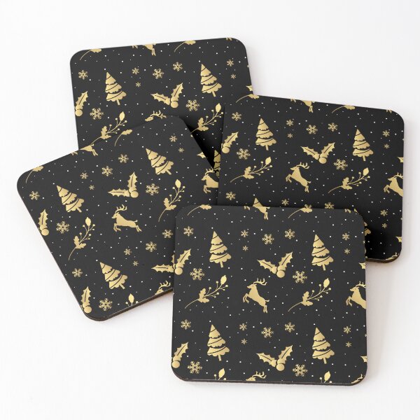 Item preview, gold Christmas tree and deer pattern designed and sold by bemenmaher.