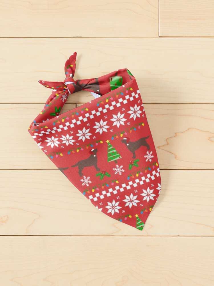Alternate view of Chocolate Labrador Happy Christmas Sweater Pattern Pet Bandana