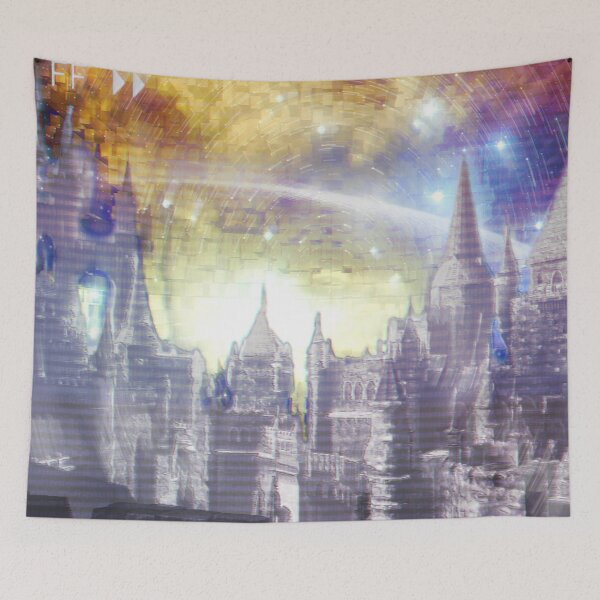Item preview, Fantasy Landscape - Medieval town glitch art designed and sold by DigitalCleo.