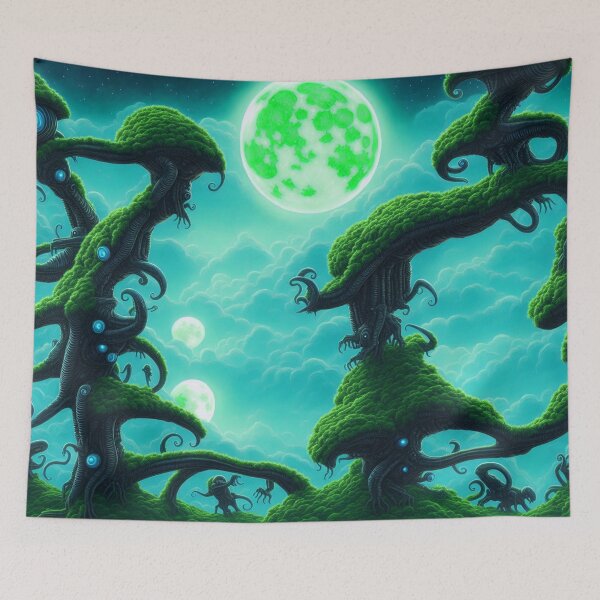 Item preview, Alien planet landscape with tentacled trees and beasties designed and sold by BrachiaST.