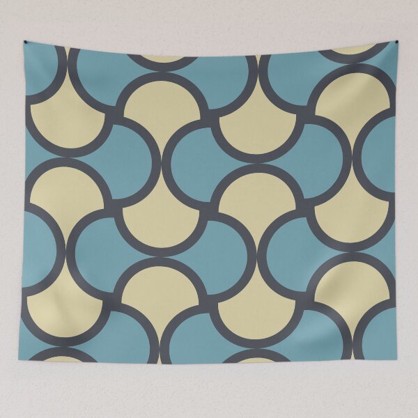 Item preview, Retro Wave Pattern Blue and Cream designed and sold by Blue-Banana.