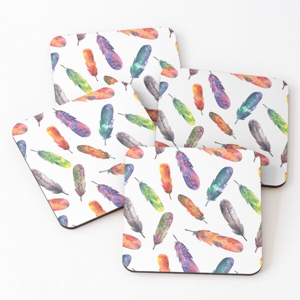 Item preview, Colourful Watercolour Feather Pattern designed and sold by Rachael Brearton.