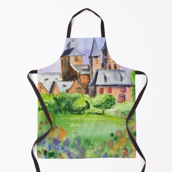 Item preview, French Castle Landscape Watercolor Print designed and sold by NatalyMak.