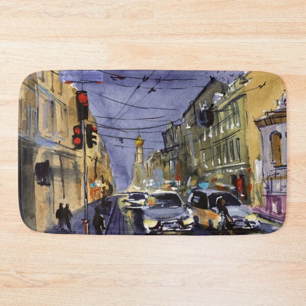 Item preview, Evening Сityscape Watercolor Print designed and sold by NatalyMak.