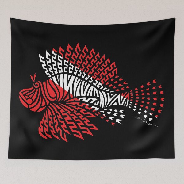 Item preview, Tribal Scuba Flag Lionfish designed and sold by artsytoo.