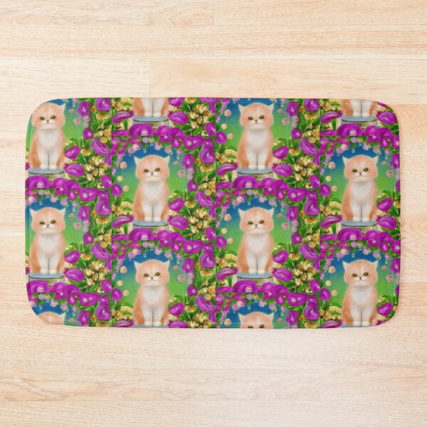 Item preview, Beautiful Fantasy Whimsical Cat Pastel Illustration with flowers in background designed and sold by ManifestoDesign.
