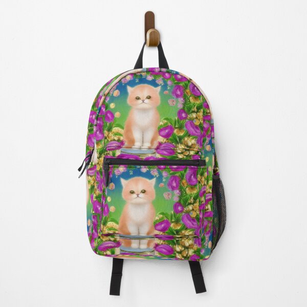 Item preview, Beautiful Fantasy Whimsical Cat Pastel Illustration with flowers in background designed and sold by ManifestoDesign.