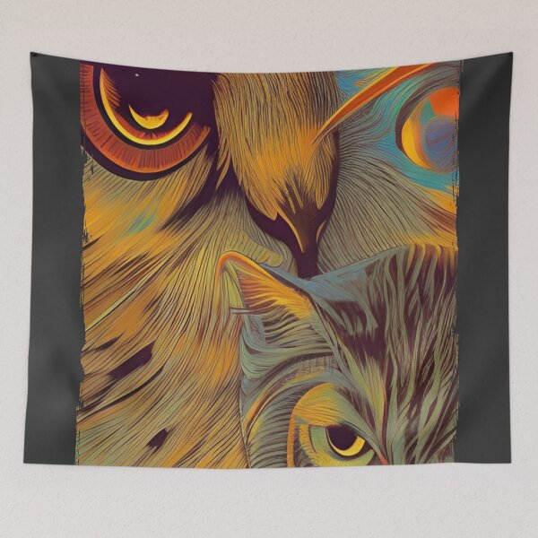 Item preview, a cat and an owl designed and sold by GeminiDaydreamer.